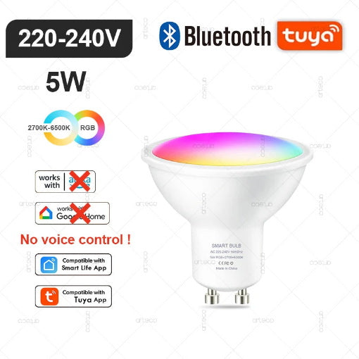 Ampoule LED Connectée Tuya – Modèles E27, E14, GU10-bluetooth ou WIFI ou zigbee