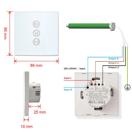 Interrupteur WiFi pour rideaux et stores moteur électrique Tuya Smart Life