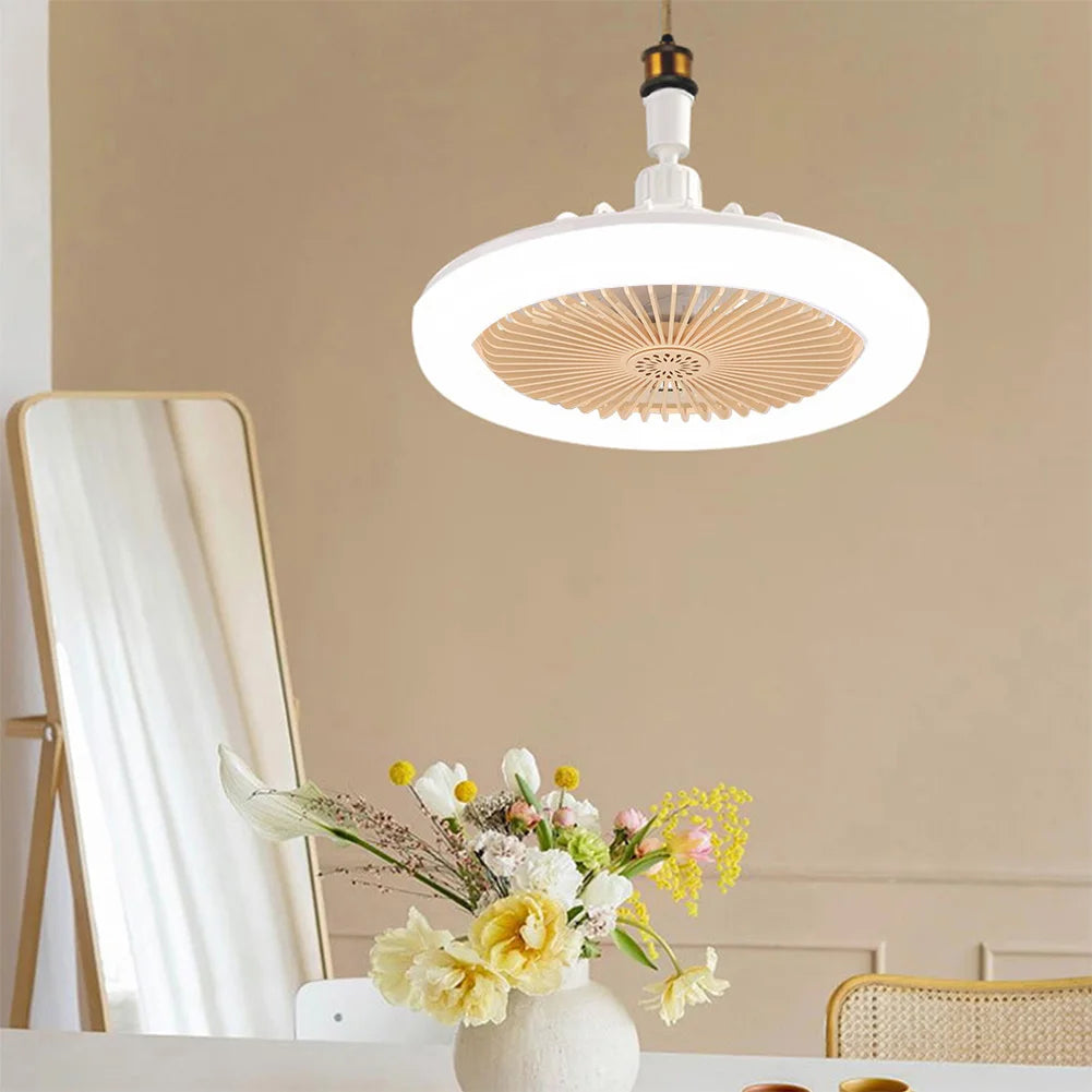 Ventilateur de plafond à douille E27 avec télécommande – Ventilateur de plafond à intensité réglable avec lumière pour chambre, cuisine et salon