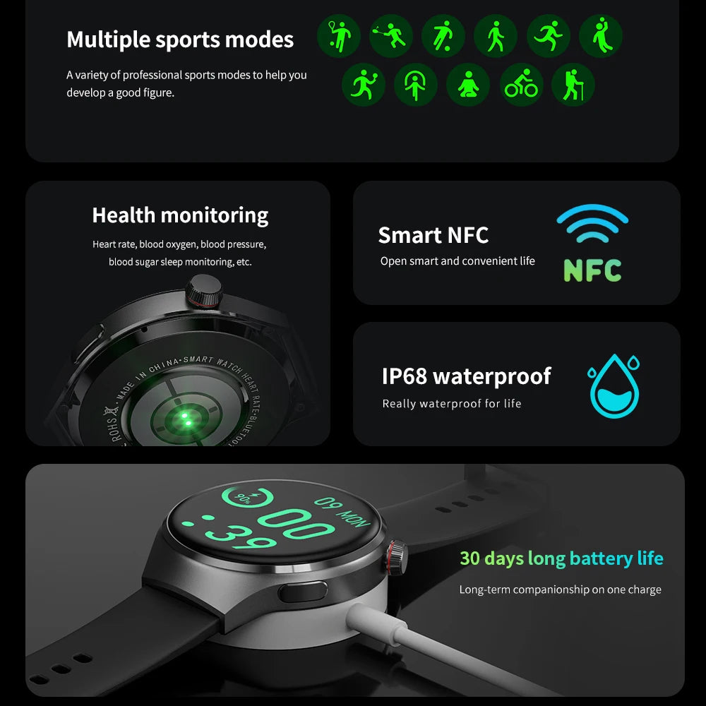 Montre connectée homme WATCH sportif étanche NFC