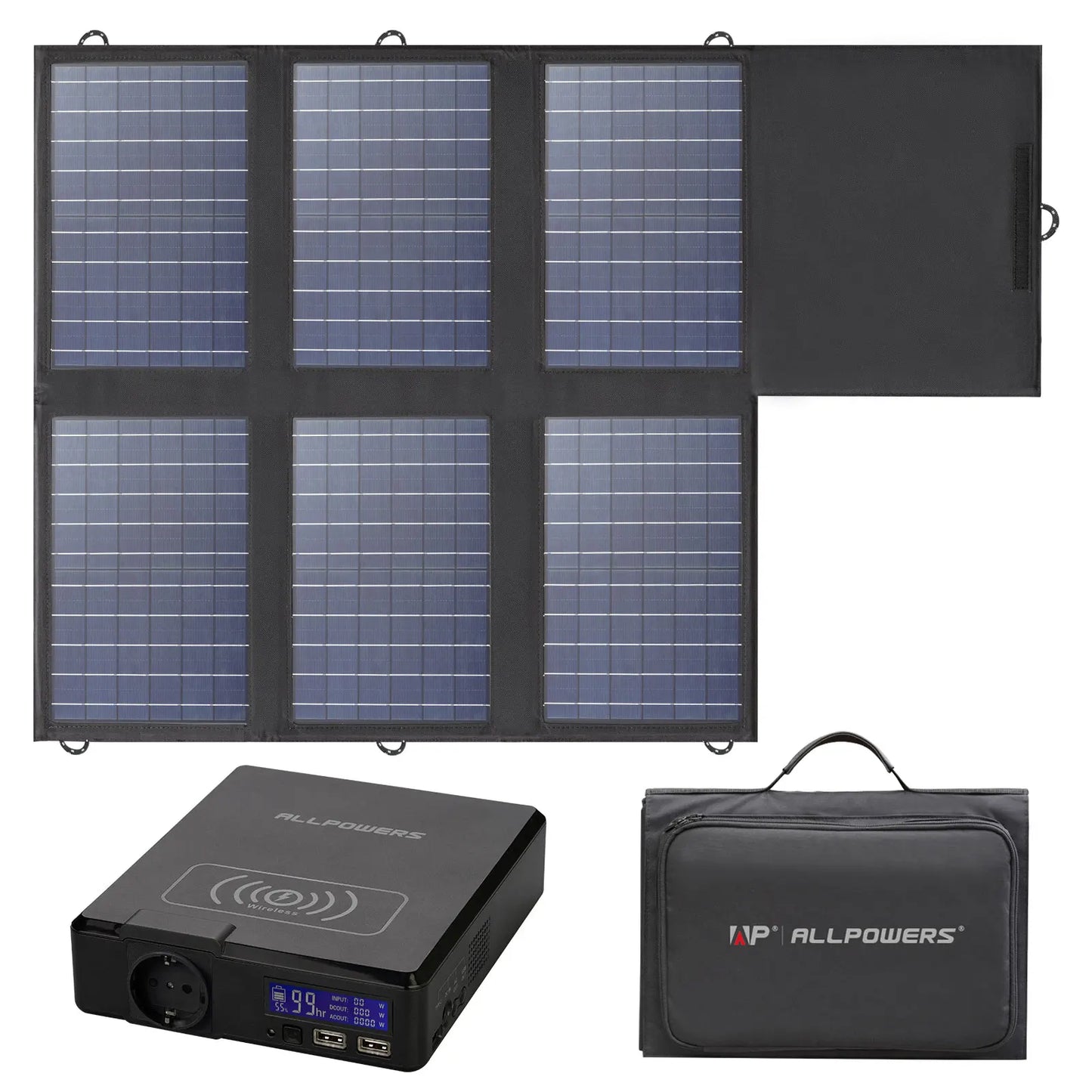 Batterie externe solaire ALLPOWERS 41 600 mAh 200 W avec panneau solaire 60 W, sortie AC ou DC, USB et USB-C