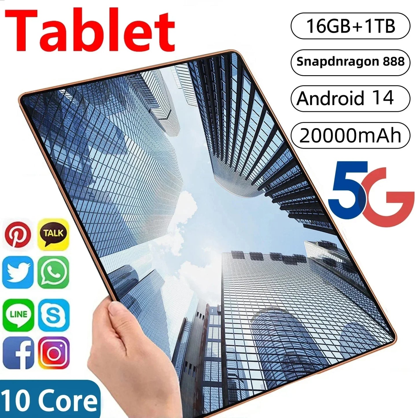 Tablette Android Pad 15 Pro| Snapdragon 870 | Écran HD 4K | 5G | Double SIM ou Wi-Fi