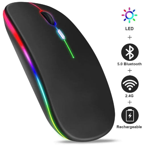 Souris sans fil plate, Rechargeable, rétroéclairée par LED