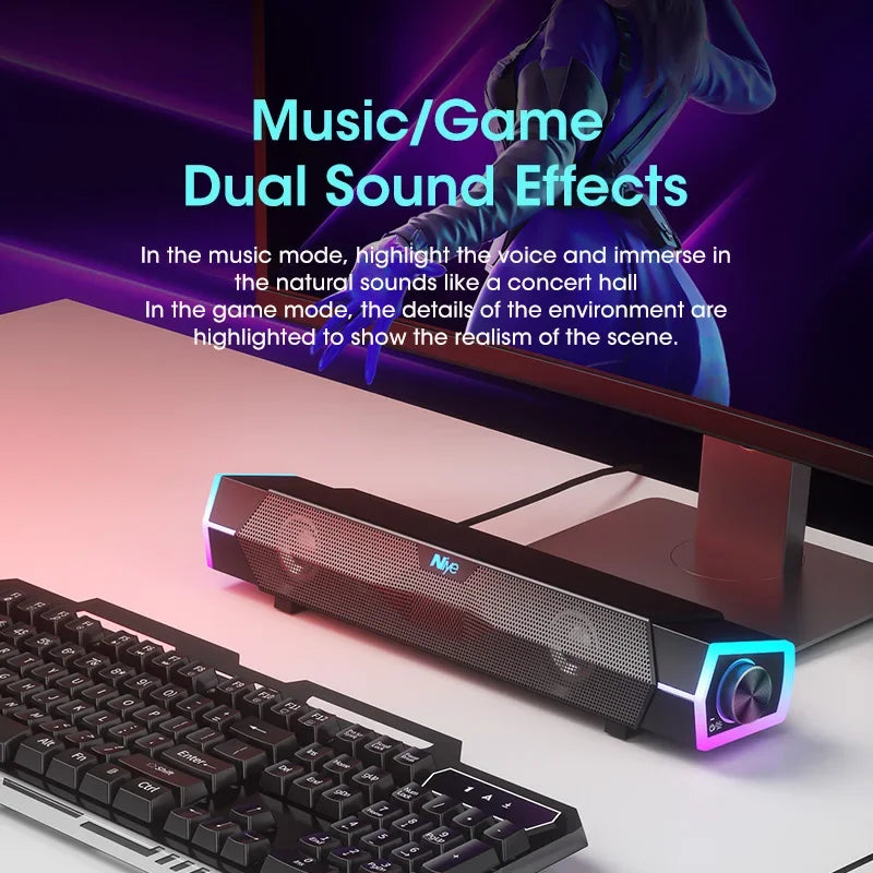 Enceintes 4D pour ordinateur, Bluetooth 5.0, filaire, barre de son surround