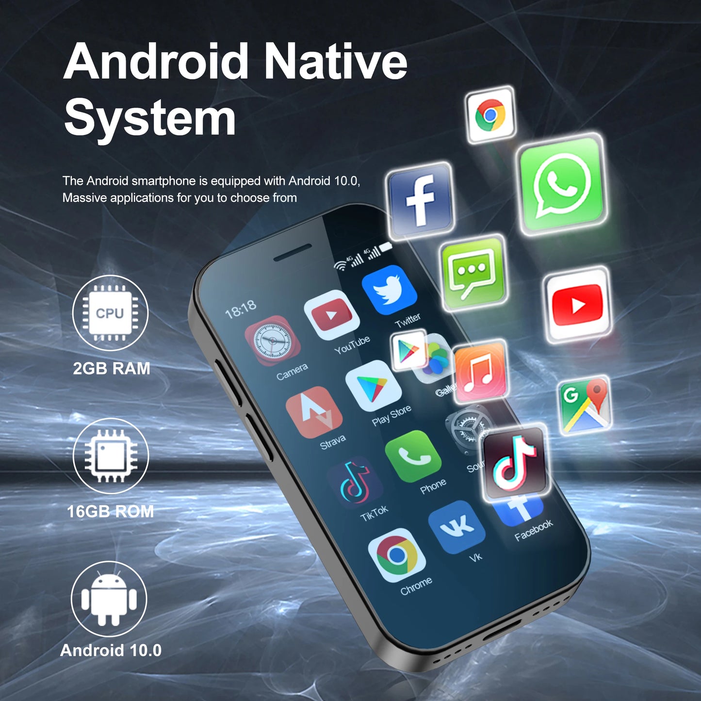 Mini Smartphone SERVO KING 9000 – 3G/4G – Android 10 – Écran 3” – Double SIM – 2 Go RAM / 16 Go ROM