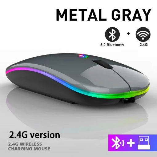 Souris sans fil plate, Rechargeable, rétroéclairée par LED