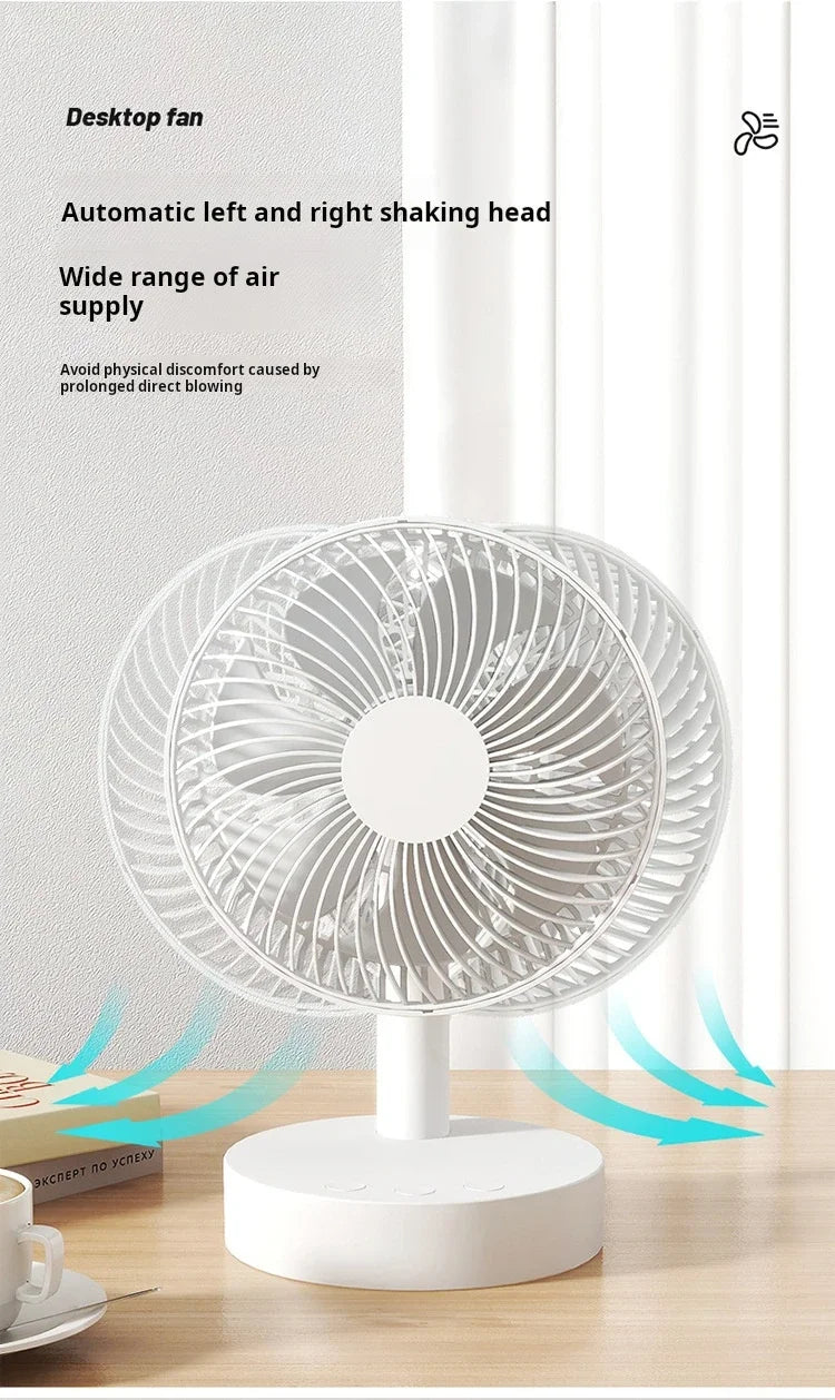 Ventilateur de bureau USB 4 vitesses rechargeable