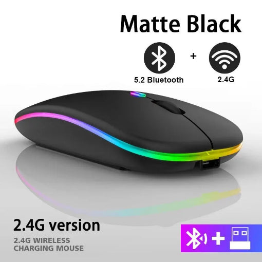 Souris sans fil plate, Rechargeable, rétroéclairée par LED