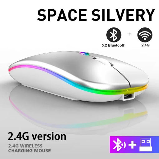Souris sans fil plate, Rechargeable, rétroéclairée par LED