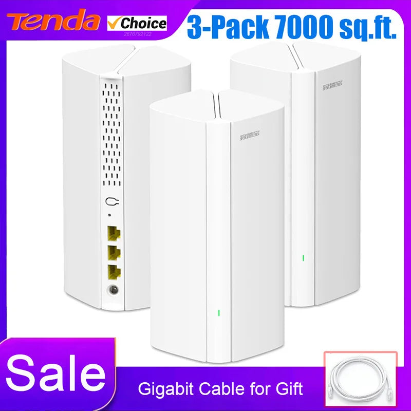 Routeur sans fil Tenda AX3000 WiFi6 Mesh jusqu'à 650M2.