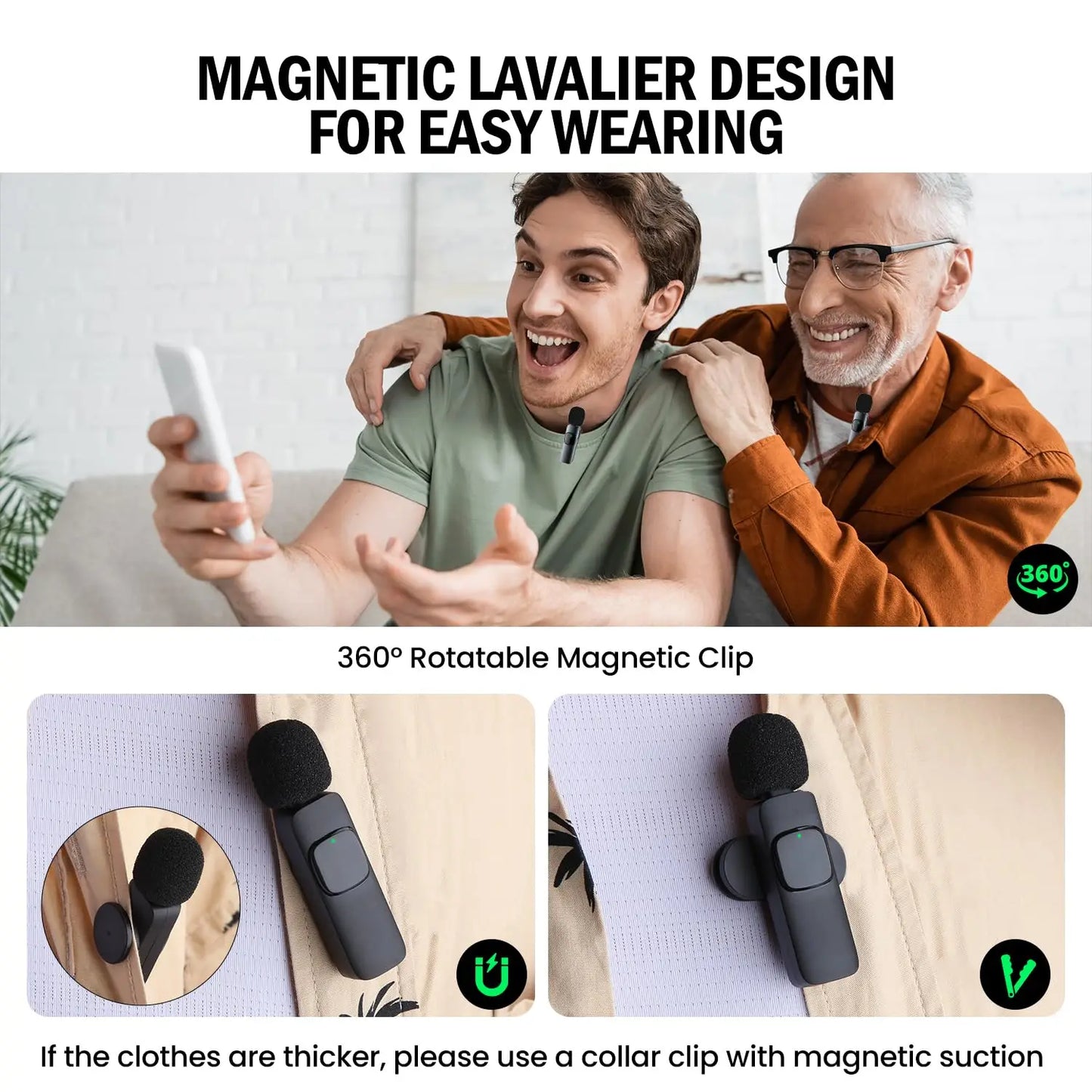 Microphone cravate sans fil, Mini multi OS en laine coupe-vent.