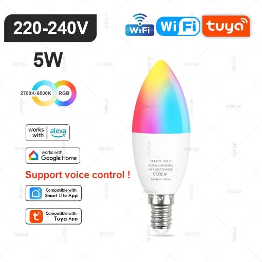 Ampoule LED Connectée Tuya – Modèles E27, E14, GU10-bluetooth ou WIFI ou zigbee