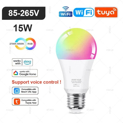 Ampoule LED Connectée Tuya – Modèles E27, E14, GU10-bluetooth ou WIFI ou zigbee