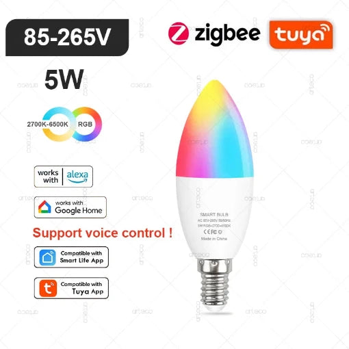 Ampoule LED Connectée Tuya – Modèles E27, E14, GU10-bluetooth ou WIFI ou zigbee