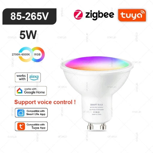 Ampoule LED Connectée Tuya – Modèles E27, E14, GU10-bluetooth ou WIFI ou zigbee