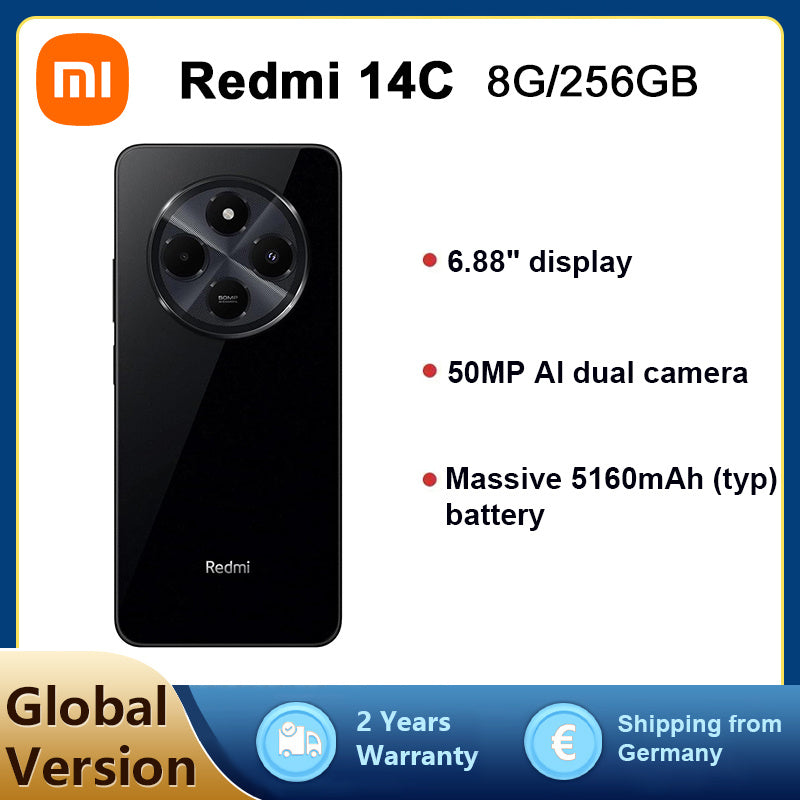 Smartphone Redmi 14C NFC – 8 Go RAM, 256 Go ROM – Noir