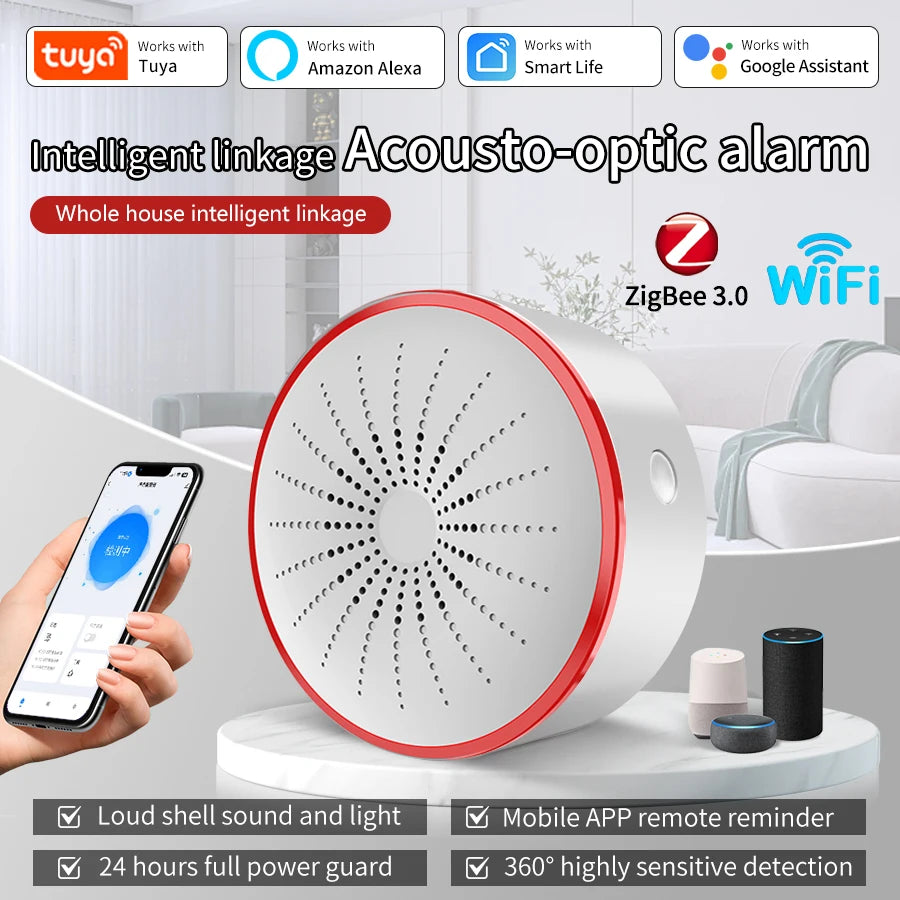 Alarme intelligente sonore et lumineuse -Tuya Zigbee