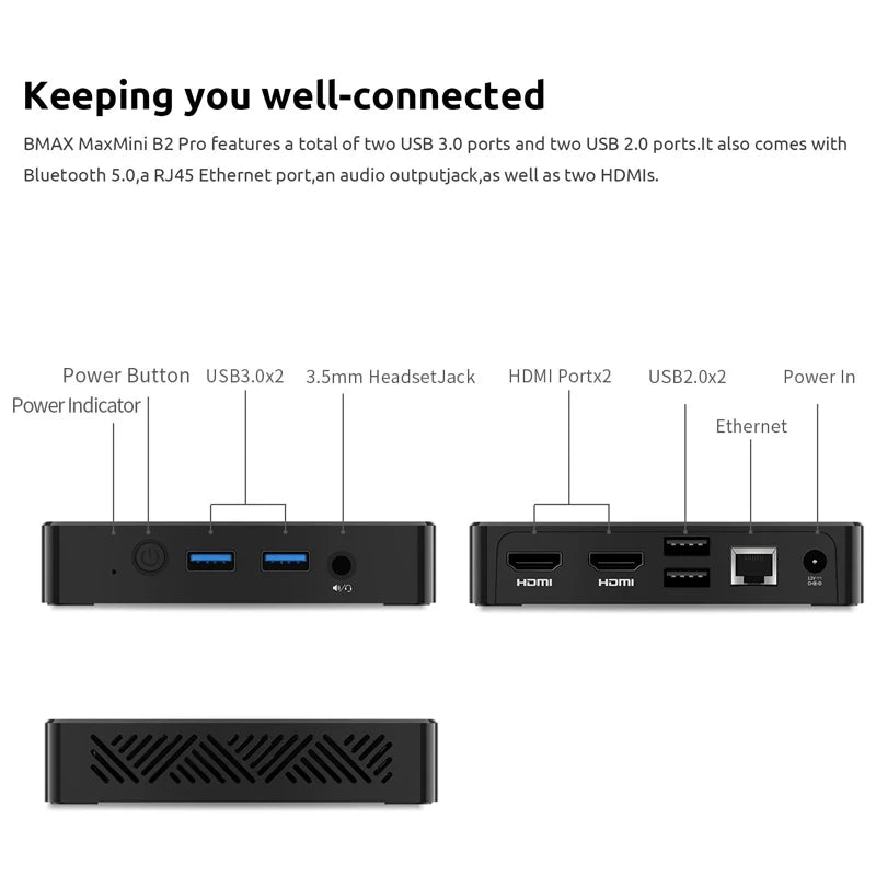 Mini PC- BMAX-B2 Pro  Windows 11, HDMI, Intel N4000, 8GB de RAM, 256GB SSD