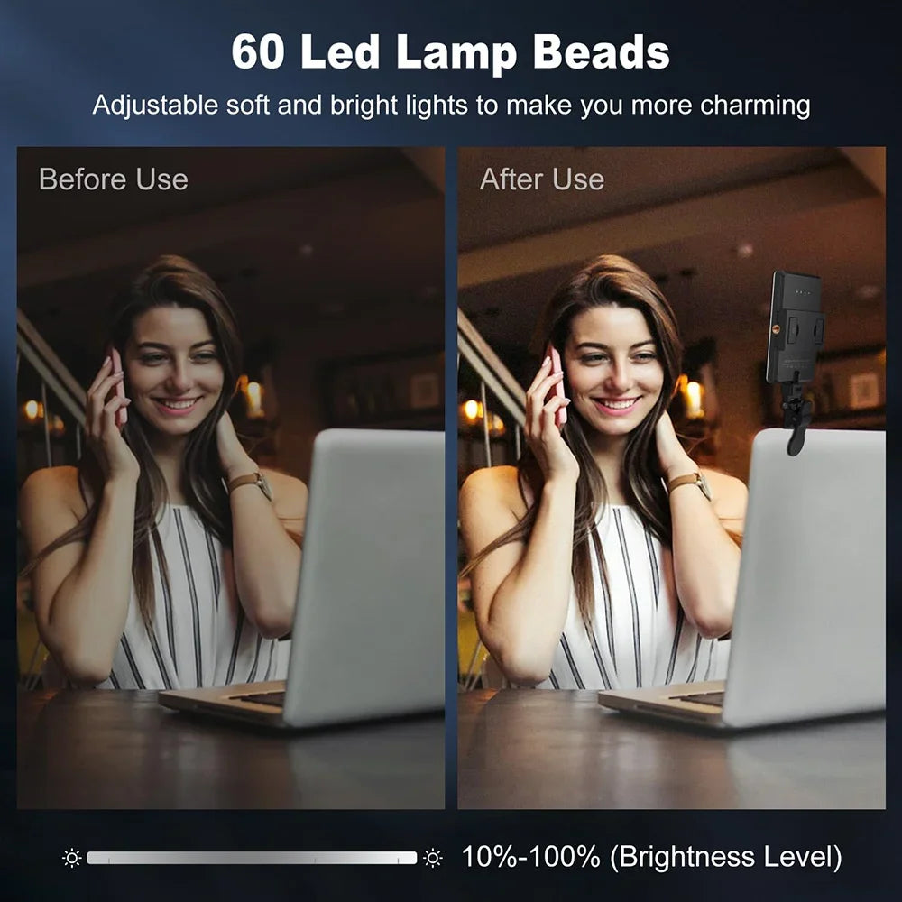 Lampe LED pour selfie, 3 modes de luminosité réglables, pour téléphone portable,  vidéoconférence, photographie