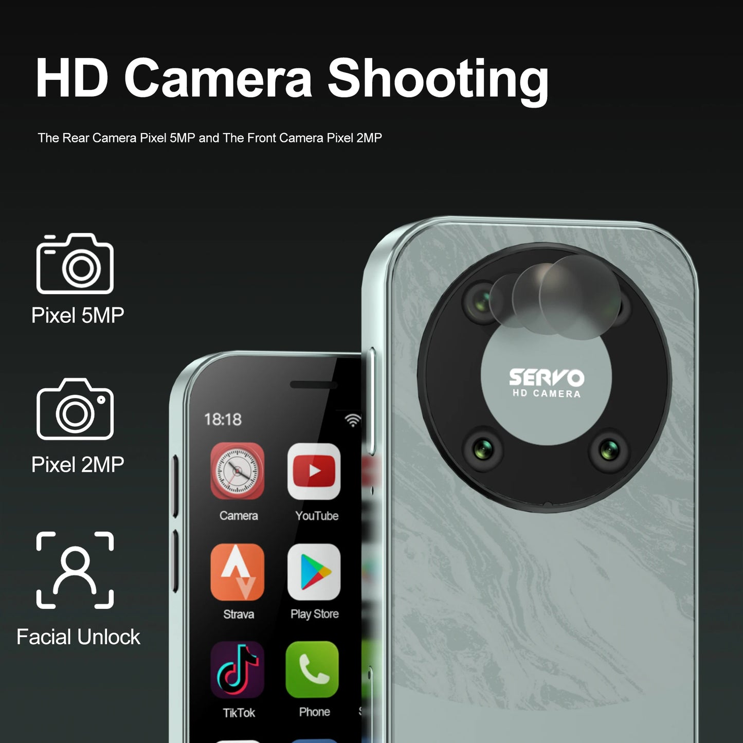 Mini Smartphone SERVO KING 9000 – 3G/4G – Android 10 – Écran 3” – Double SIM – 2 Go RAM / 16 Go ROM