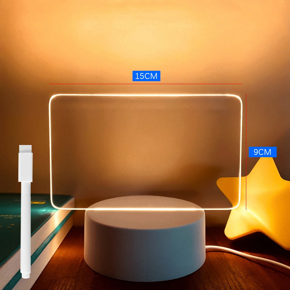 Tableau de notes lumineux LED créatif – Veilleuse USB avec tableau à messages