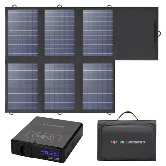 Batterie externe solaire ALLPOWERS 41 600 mAh 200 W avec panneau solaire 60 W, sortie AC ou DC, USB et USB-C