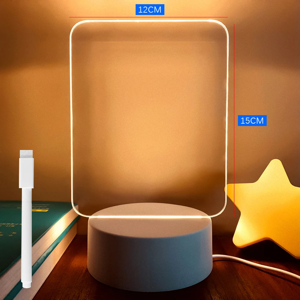 Tableau de notes lumineux LED créatif – Veilleuse USB avec tableau à messages