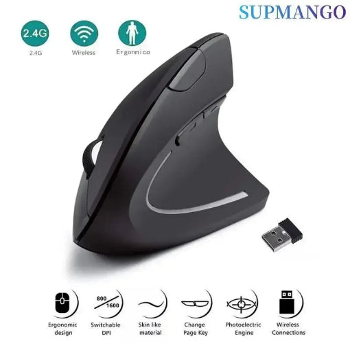 Souris verticale Ergonomique sans fil DPI ajustable 800/1200/1600