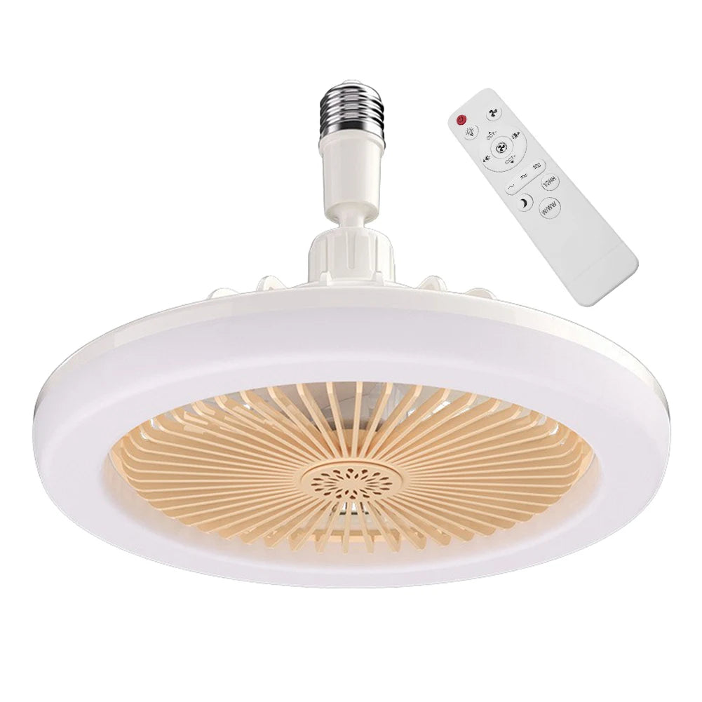 Ventilateur de plafond à douille E27 avec télécommande – Ventilateur de plafond à intensité réglable avec lumière pour chambre, cuisine et salon