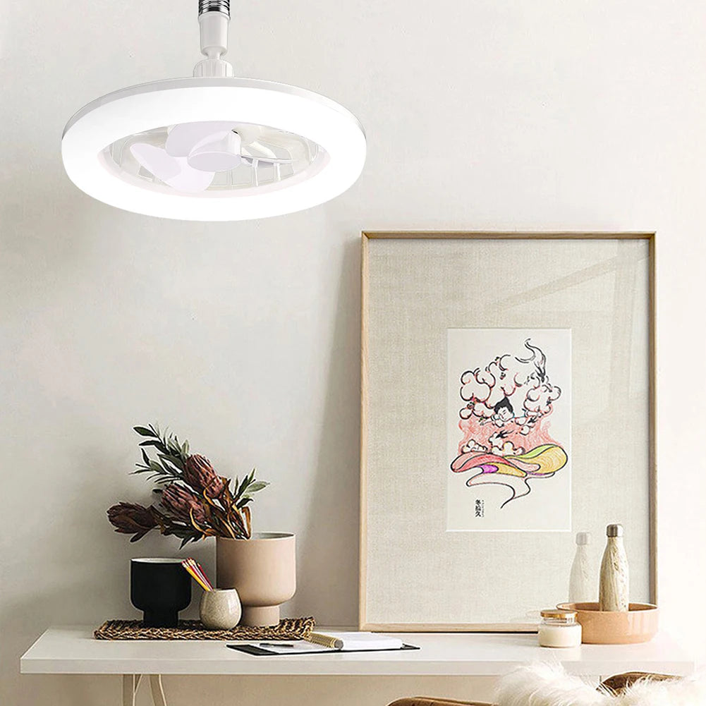 Ventilateur de plafond à douille E27 avec télécommande – Ventilateur de plafond à intensité réglable avec lumière pour chambre, cuisine et salon