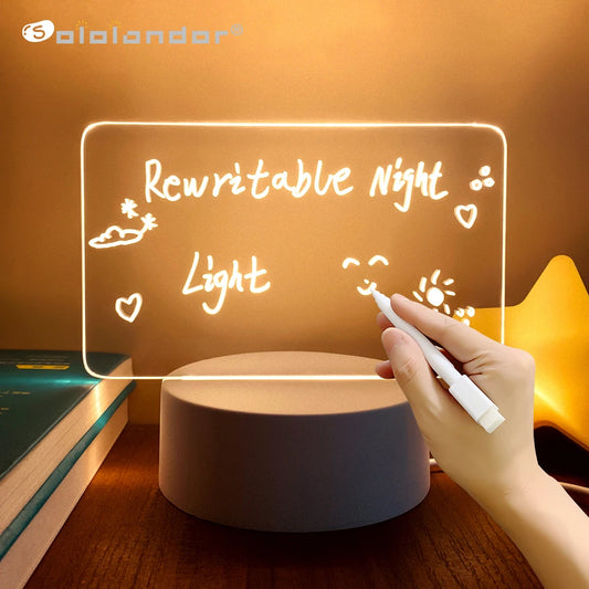 Tableau de notes lumineux LED créatif – Veilleuse USB avec tableau à messages