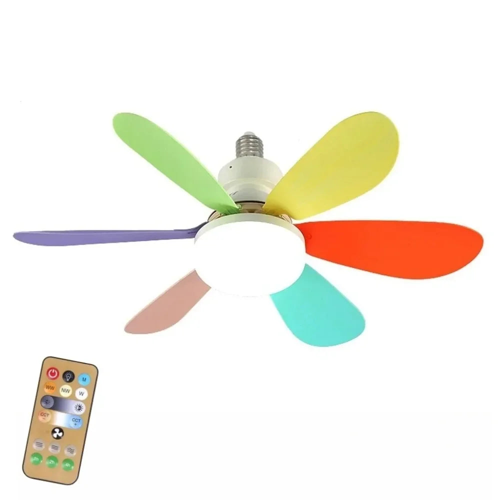 Plafonnier ventilateur LED 40W E27 avec télécommande – intensité réglable, adapté au salon, bureau