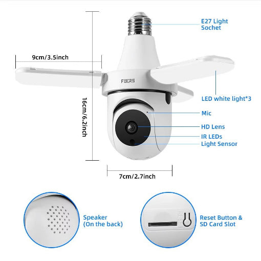 Caméra de surveillance lampe intérieur Wireless 5G WiFi