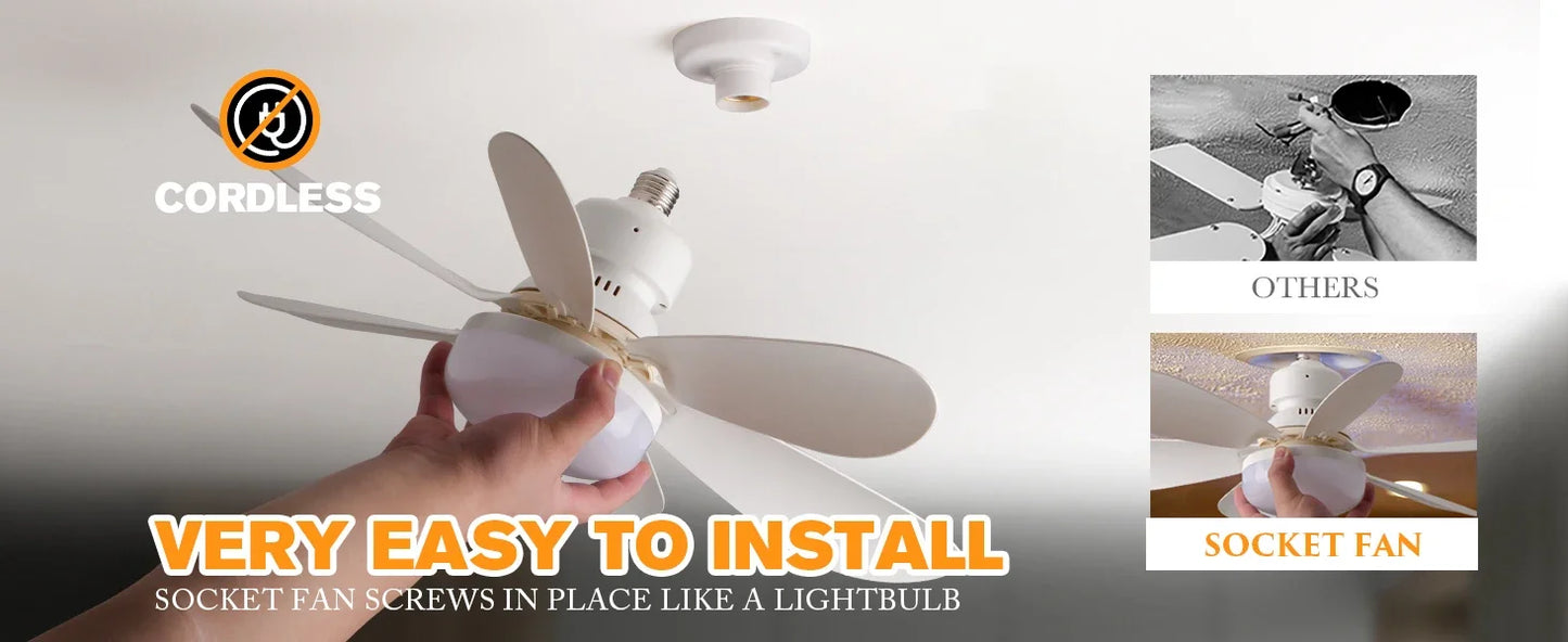 Plafonnier ventilateur LED 40W E27 avec télécommande – intensité réglable, adapté au salon, bureau