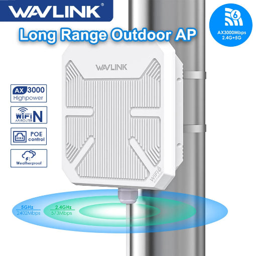 Routeur extérieur multimode WAVLINK WiFi6 AX3000  longue portée - PoE - Boîtier étanche IP67