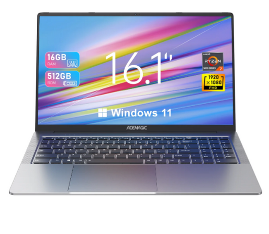 PC Portable ACEMAGIC 16.1" – Ryzen 7, 16 Go RAM, 512 Go SSD – Windows 11